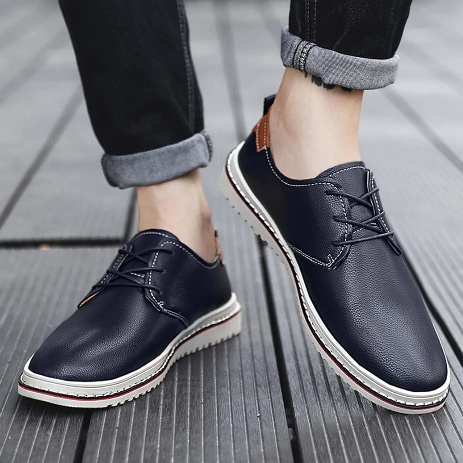 Mens Business Casual Shoes Lace up Leather Dress Oxfords Office Comfort Loafers