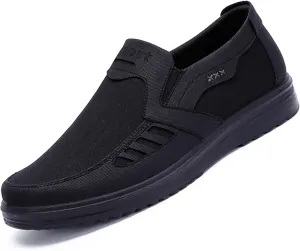 Mens Canvas Walking Slip On Loafer Casual Dimleen Orthopedic Pain Relief Round Toe Breathable Soft Bottom Flats Work Boat Shoe