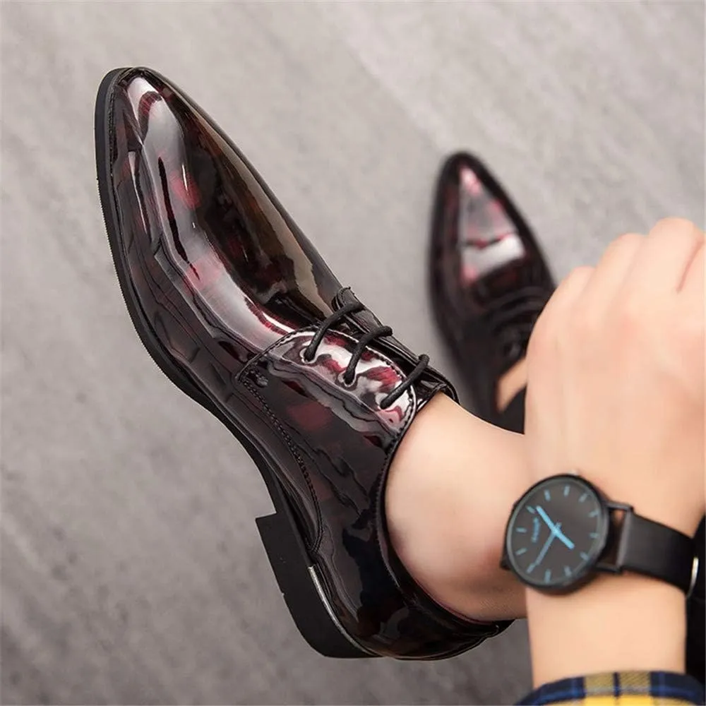 Men's Casual Leather Oxford Shoes Business Work Driving Casual Shoes Walking Shoes Fashion Boat Patent Leather Shoes