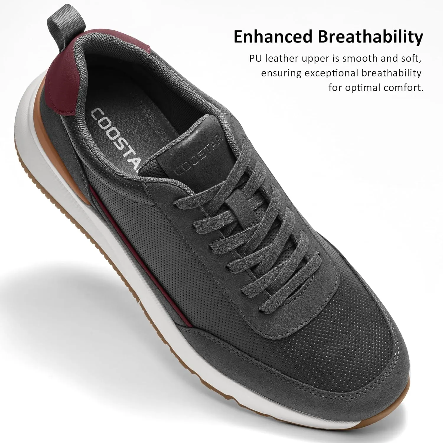 Mens Casual Shoes Comfortable Dress Sneakers Lightweight Lace-up Non Slip Walking Shoes