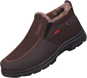 Men's Classic Plush Warm Boots Slip On Ankle Boots Fleece Lined Insulated Winter Flat