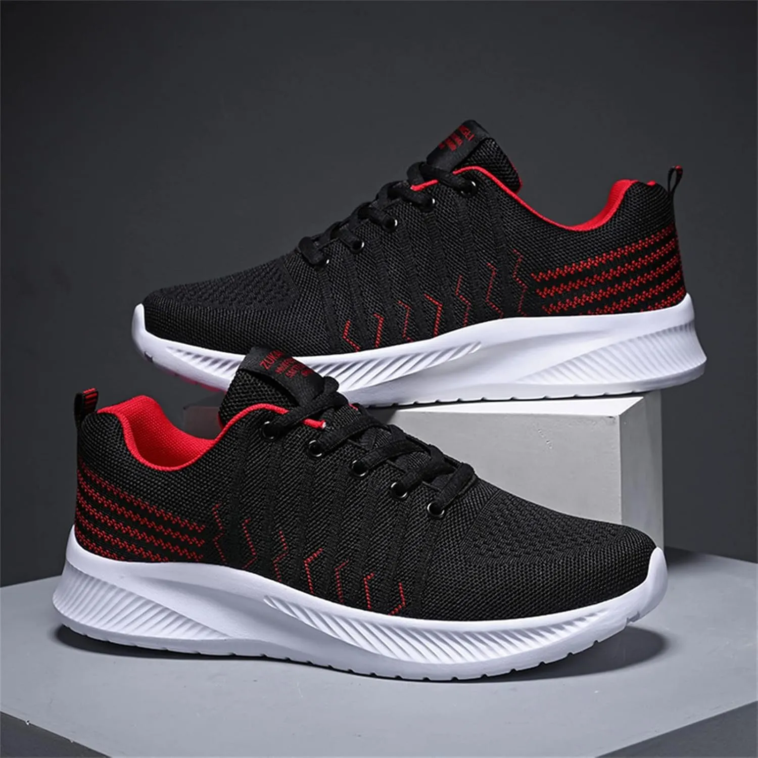 Men's Comfortable Stretch Workout Shoes Lace Up Lightweight Breathable Fashion Sneaker Casual Stretch Sneaker