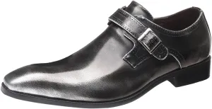 Men's Fashion Pointed Toe British Buckle Low Heeled Leather Shoes Large Size Slippers Business Leather Mens Prom Shoes Men's