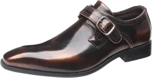 Men's Fashion Pointed Toe British Buckle Low Heeled Leather Shoes Large Size Slippers Business Leather Mens Prom Shoes Men's