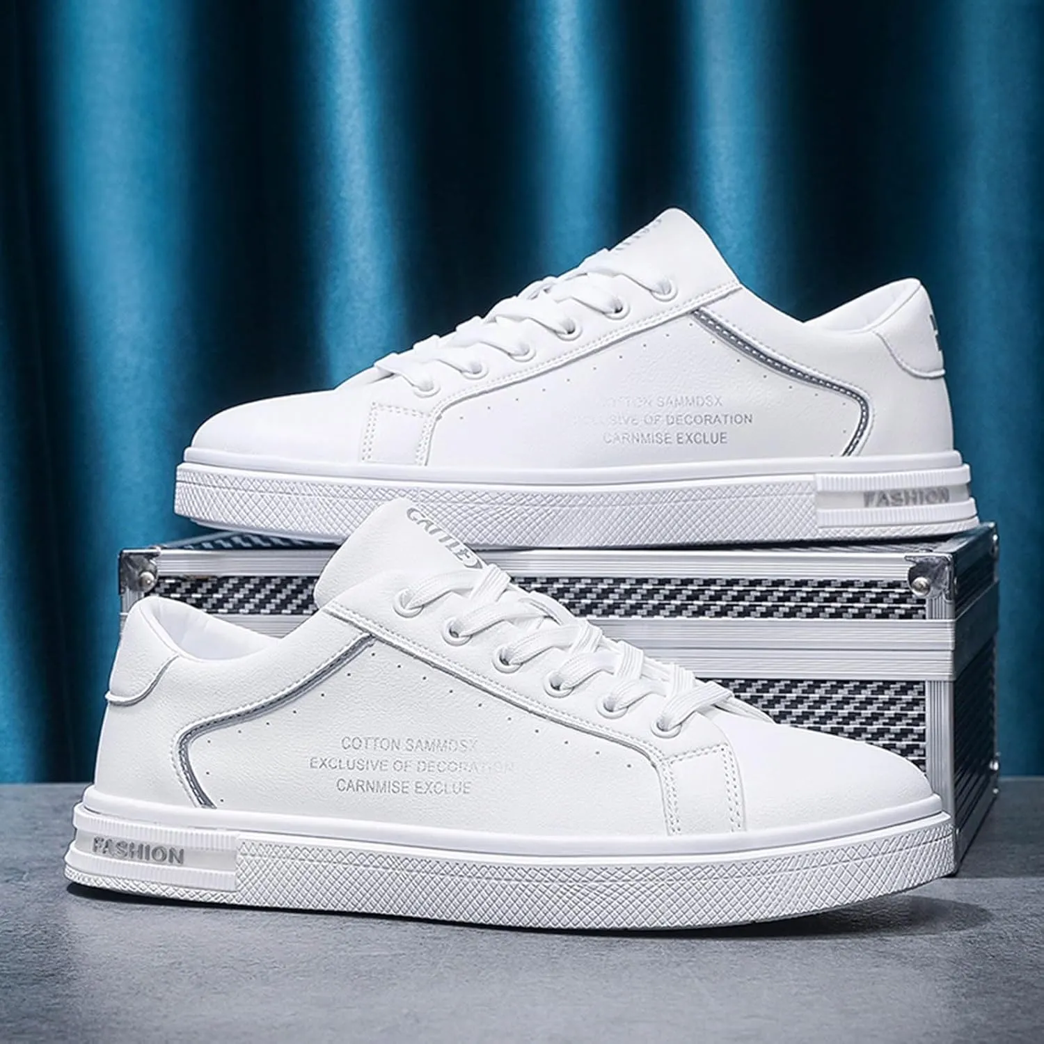 Men's Fashion Round Toe Lace Up Leather White Shoes Casual Comfortable Breathable Mens Leather Shoes Casual Hand Sewn Men Sho