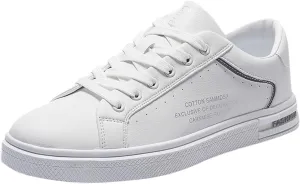 Men's Fashion Round Toe Lace Up Leather White Shoes Casual Comfortable Breathable Mens Leather Shoes Casual Hand Sewn Men Sho