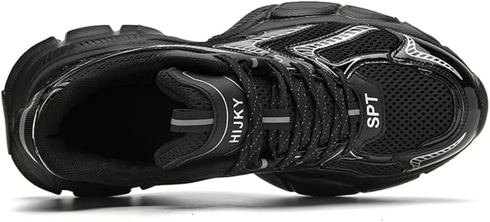 Men's Fashion Sneakers Thick Bottom Height Increasing Breathable Cushioning Athletic Casual Shoes