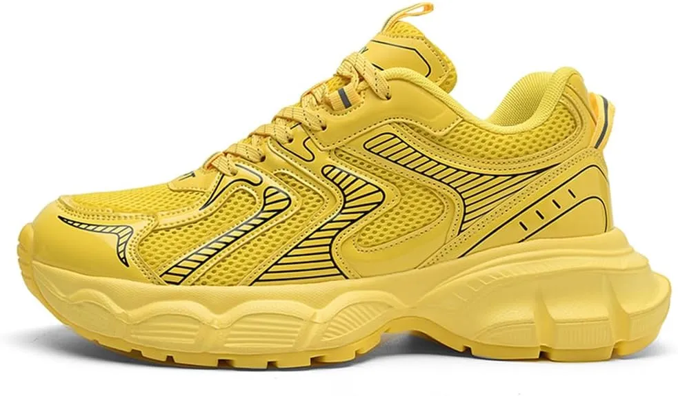Men's Fashion Sneakers Thick Bottom Height Increasing Breathable Cushioning Athletic Casual Shoes