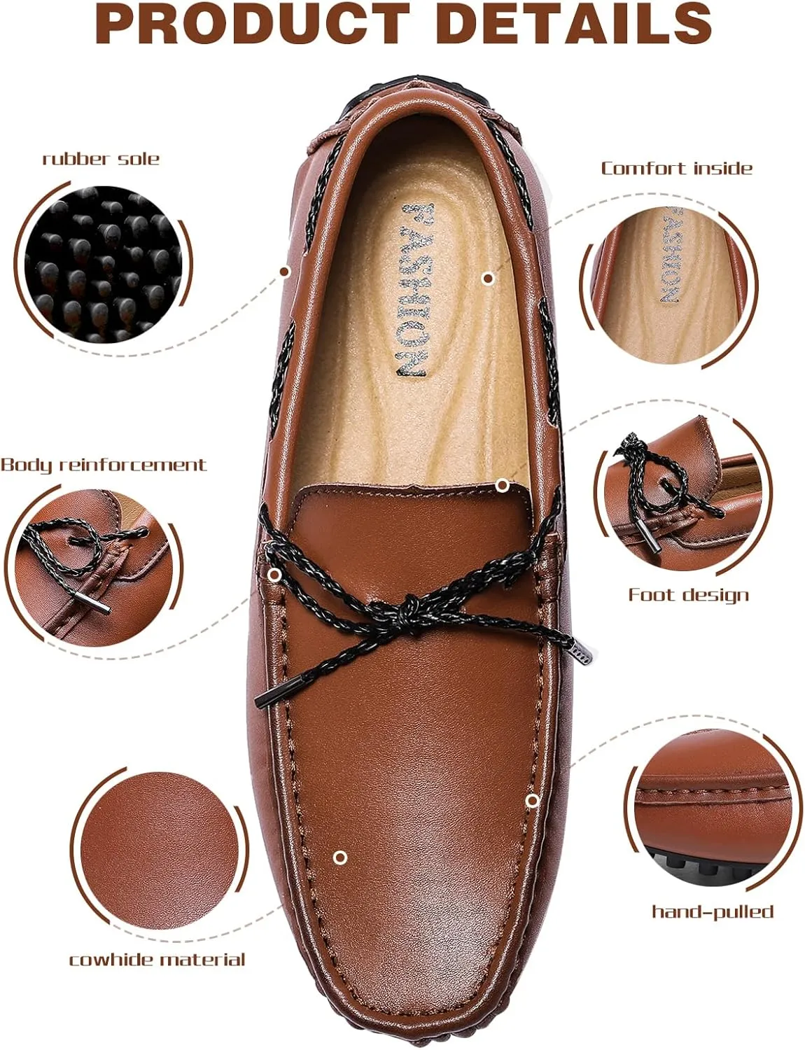 Men's Flat Penny Loafer Leather Slip on Dress Driving Moccasins Casual Shoes