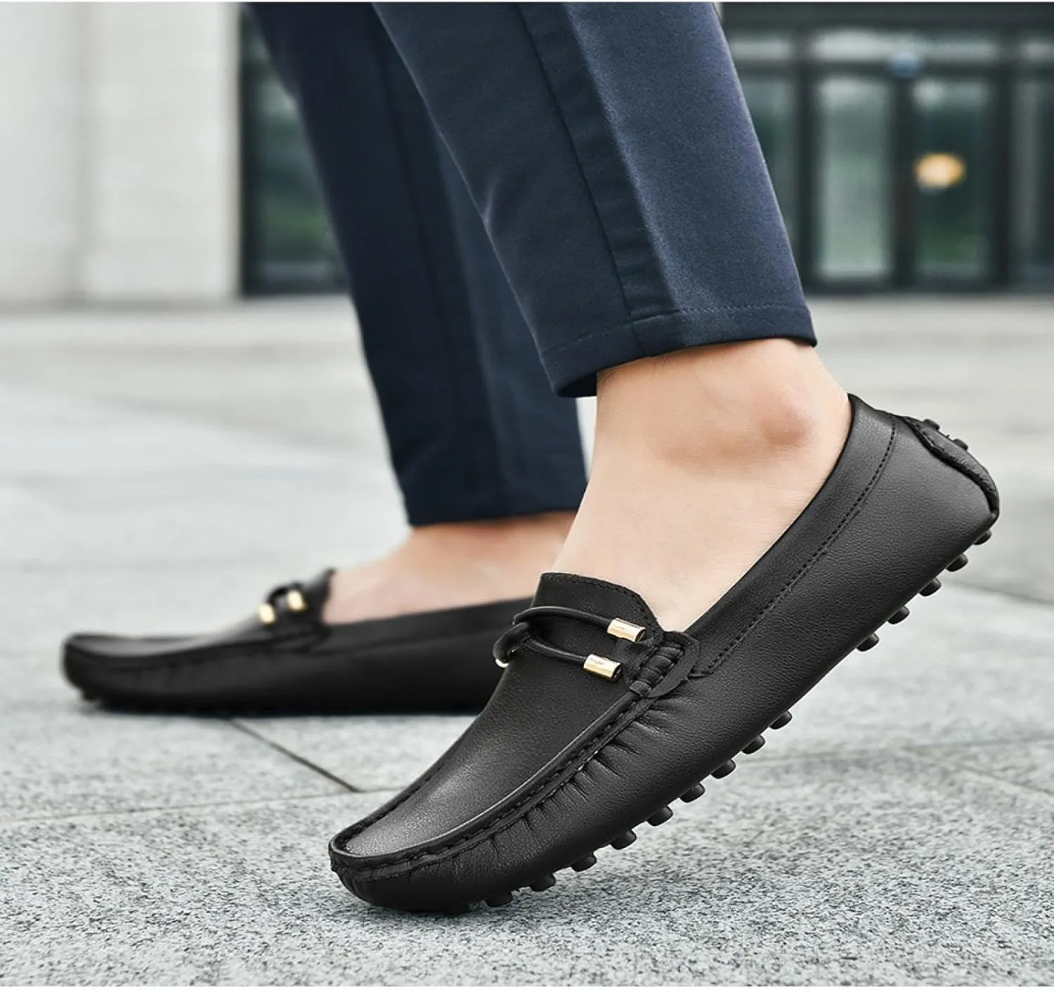 Men's Flat Penny Loafers Leather Slip-on Dresses Driving Macasins Casual Shoes