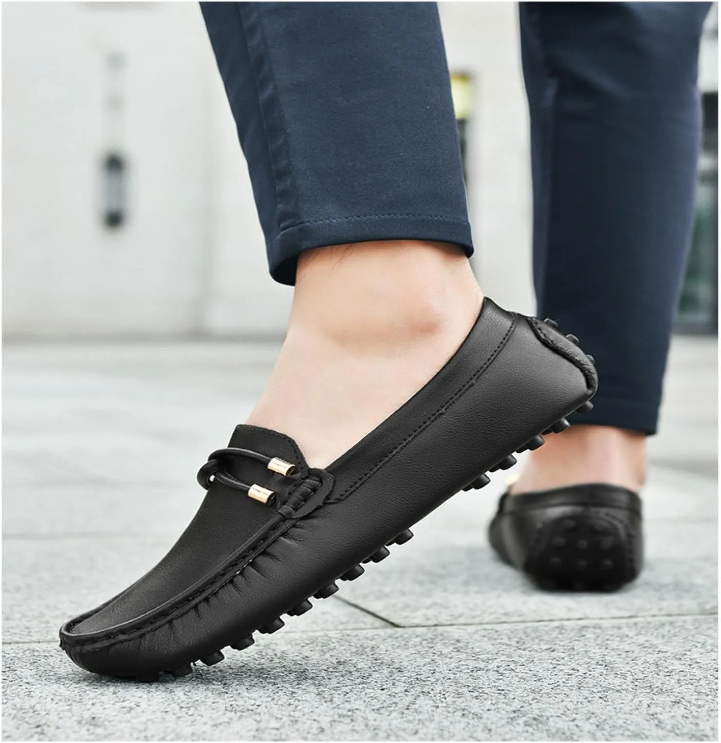 Men's Flat Penny Loafers Leather Slip-on Dresses Driving Macasins Casual Shoes