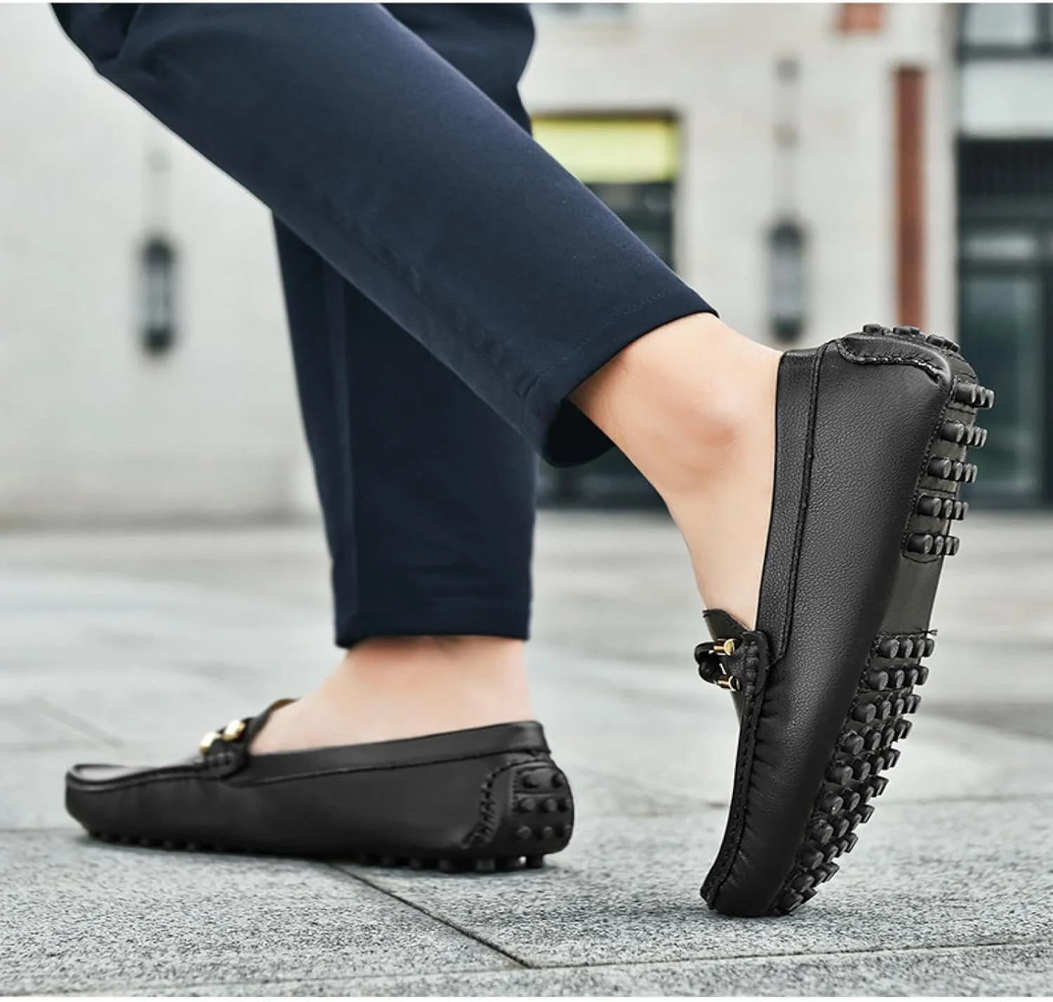 Men's Flat Penny Loafers Leather Slip-on Dresses Driving Macasins Casual Shoes