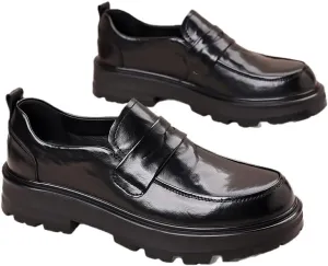 Mens Genuine Leather Casual Shoes Men's Trendy Solid Slip On Loafer Shoes