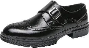 Men's Leather Business Thick Soled Casual Shoes, Height Increasing Wear-Resistant Fashionable Casual Leather Business Fashion DressWalking Shoes