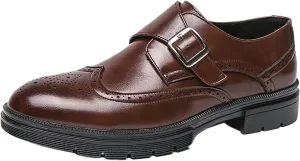 Men's Leather Business Thick Soled Casual Shoes, Height Increasing Wear-Resistant Fashionable Casual Leather Business Fashion DressWalking Shoes