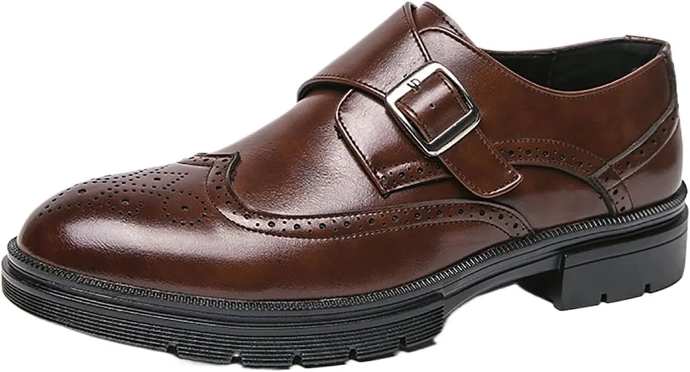 Men's Leather Business Thick Soled Casual Shoes, Height Increasing Wear-Resistant Fashionable Casual Leather Business Fashion DressWalking Shoes