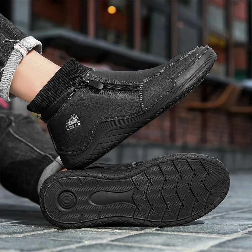 Mens Leather Casual Shoes Fashion Sneakers Lightweight Comfortable Walking Driving Shoes for Men