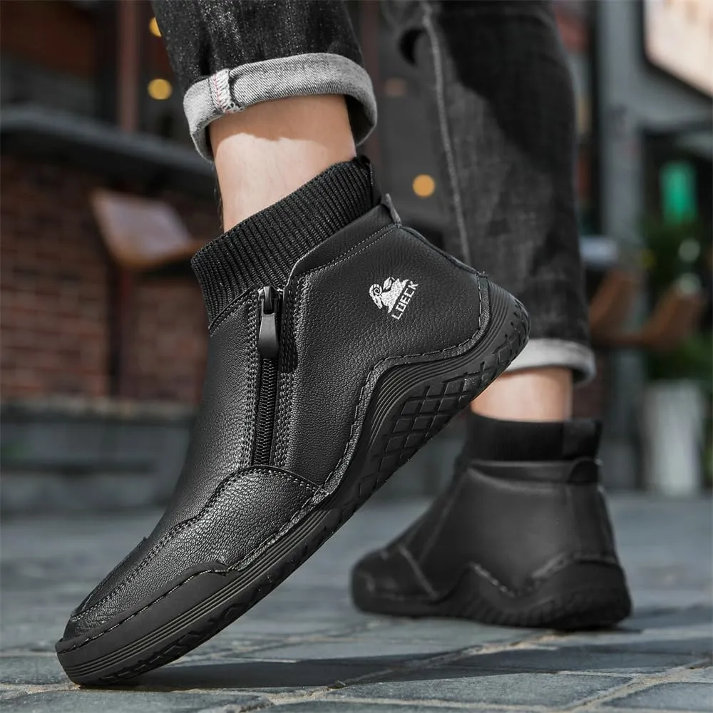 Mens Leather Casual Shoes Fashion Sneakers Lightweight Comfortable Walking Driving Shoes for Men