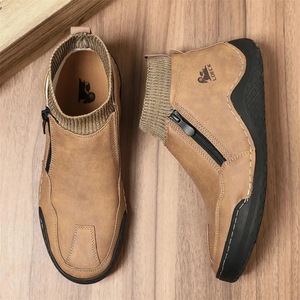 Mens Leather Casual Shoes Fashion Sneakers Lightweight Comfortable Walking Driving Shoes for Men