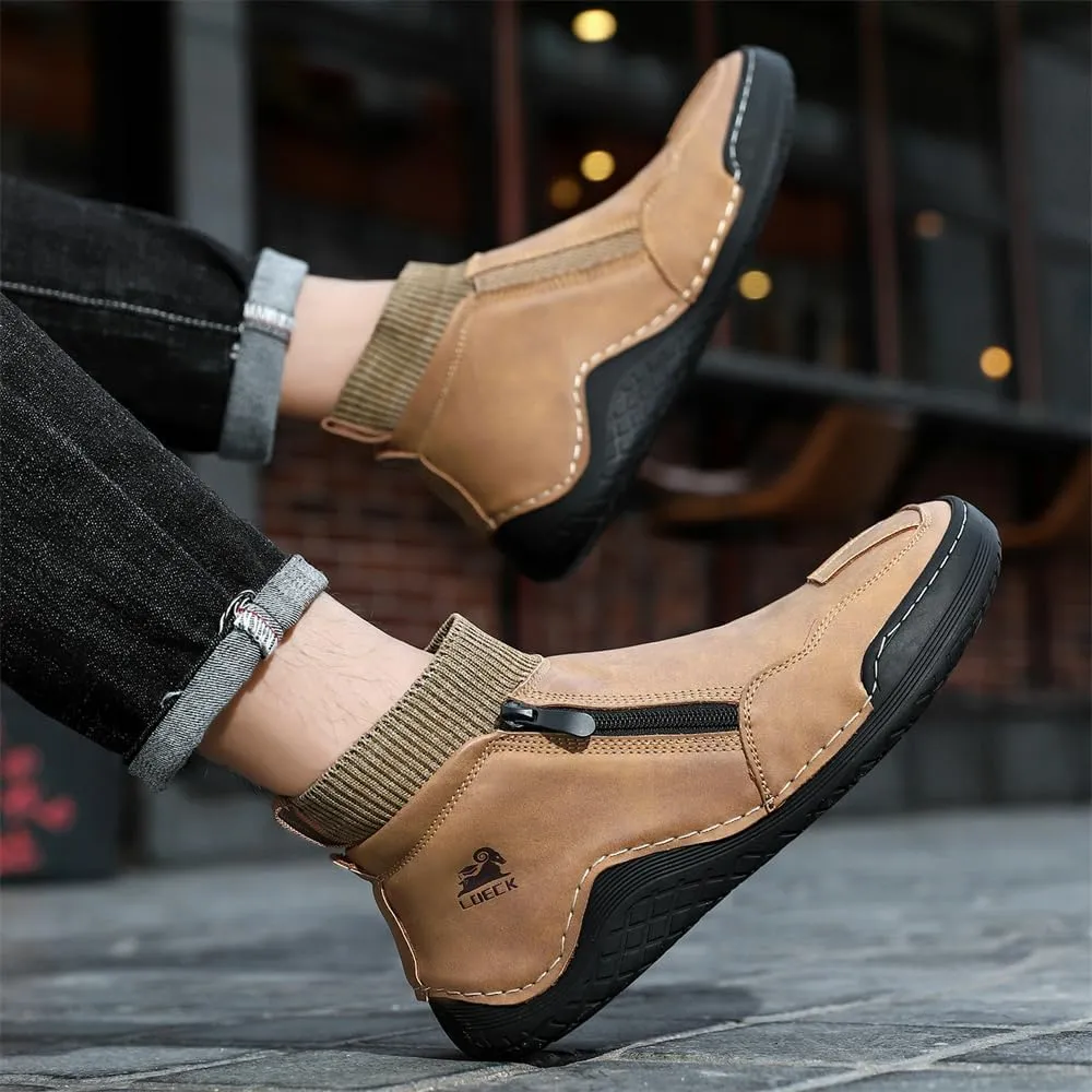 Mens Leather Casual Shoes Fashion Sneakers Lightweight Comfortable Walking Driving Shoes for Men