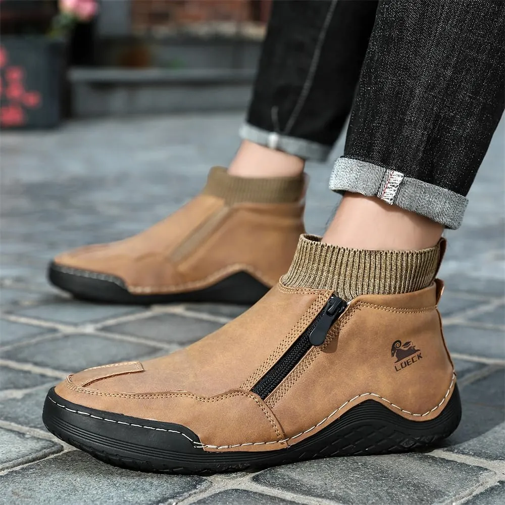 Mens Leather Casual Shoes Fashion Sneakers Lightweight Comfortable Walking Driving Shoes for Men