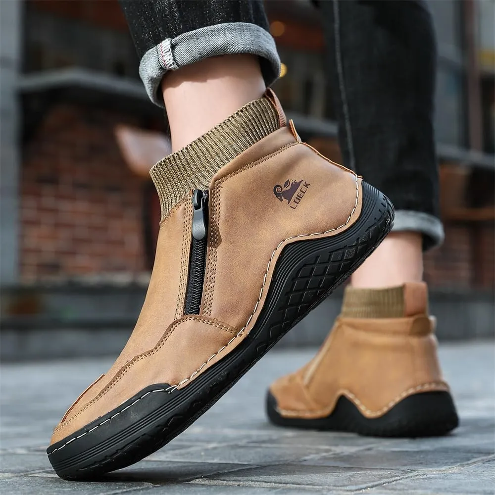 Mens Leather Casual Shoes Fashion Sneakers Lightweight Comfortable Walking Driving Shoes for Men