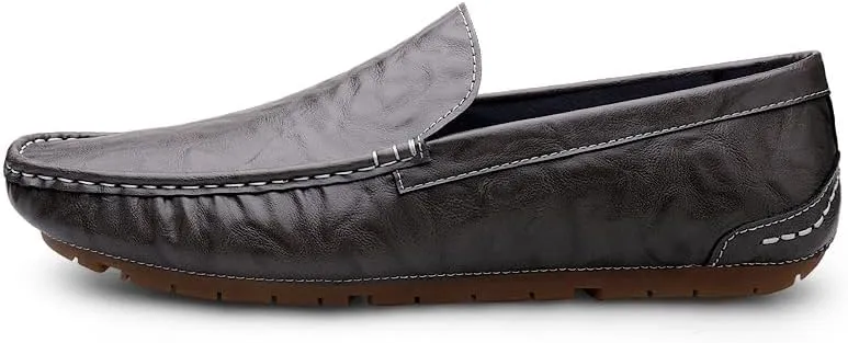 Men's Leather Casual Shoes,Driving Moccasins,Slip-On Loafers, Gray,Green,Black