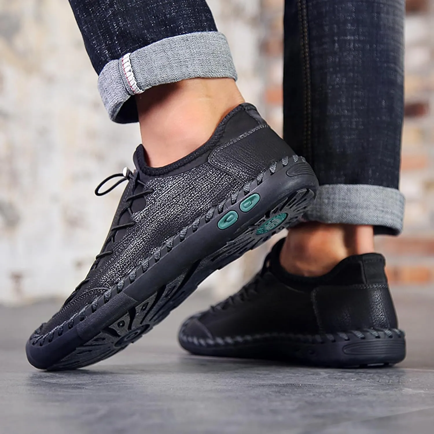 Men's Leather Loafers Breathable Fashion Walking Work Office Business Male Handmade Casual Shoes