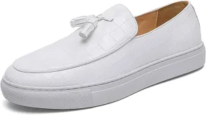 Men's Leather Slip-On Loafers Comfort Round Toe Anti-Slip Casual Shoes