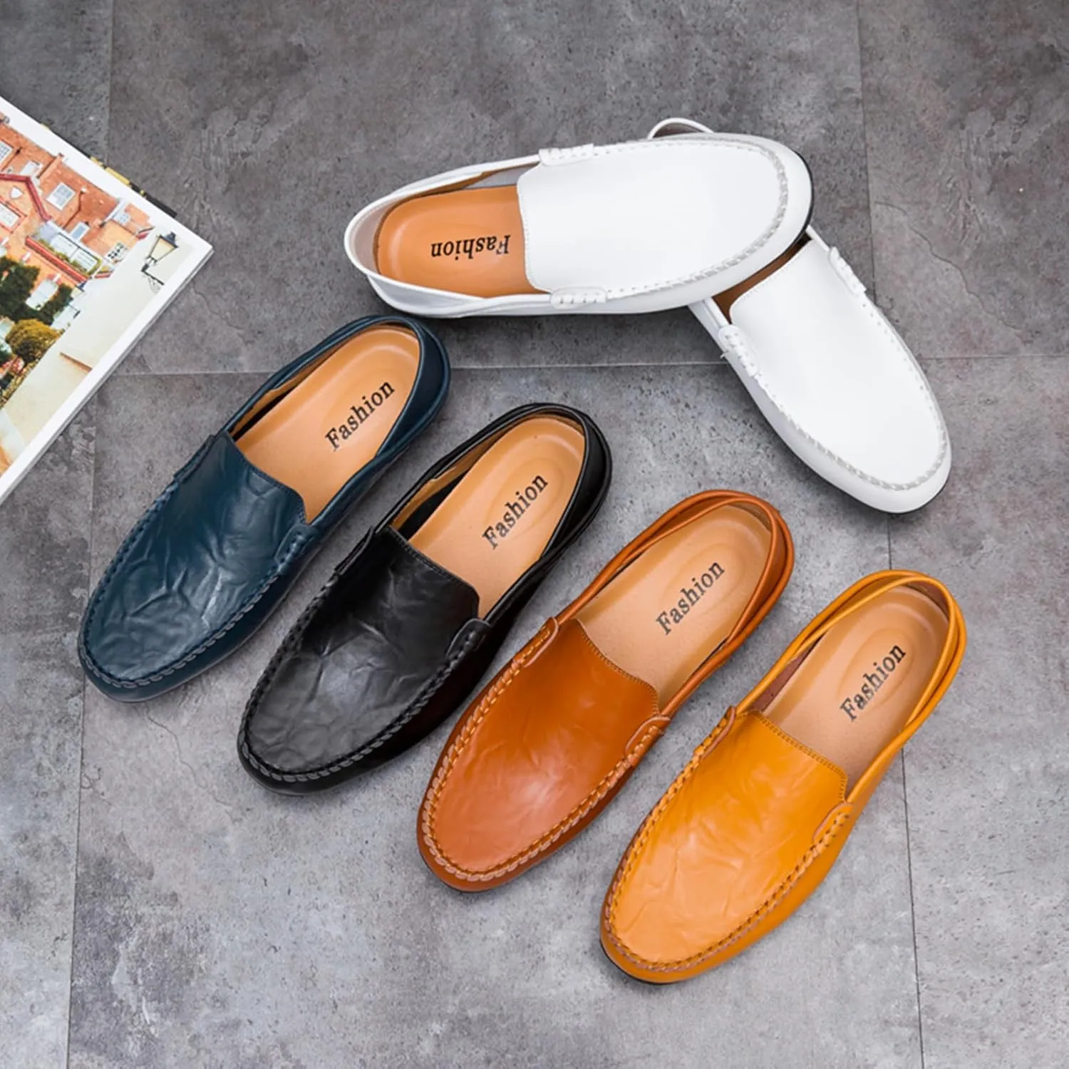 Mens Loafer Casual Shoes Slip On Driving Loafer Shoes Fashionable Leather Lightweight Casual Shoes