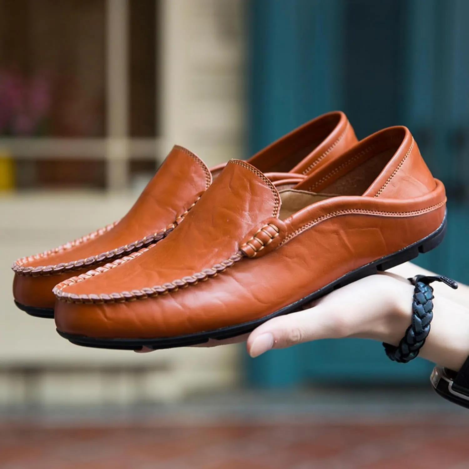 Mens Loafer Casual Shoes Slip On Driving Loafer Shoes Fashionable Leather Lightweight Casual Shoes