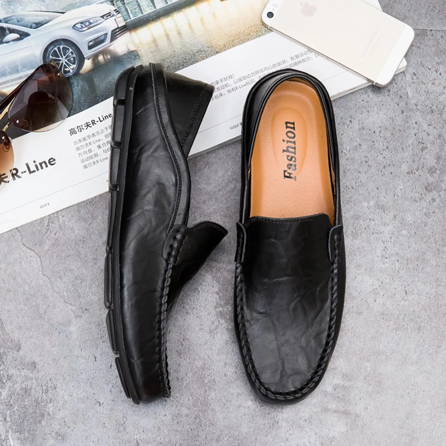 Mens Loafer Casual Shoes Slip On Driving Loafer Shoes Fashionable Leather Lightweight Casual Shoes