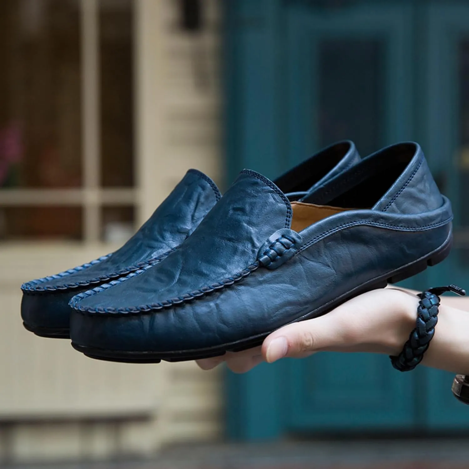 Mens Loafer Casual Shoes Slip On Driving Loafer Shoes Fashionable Leather Lightweight Casual Shoes
