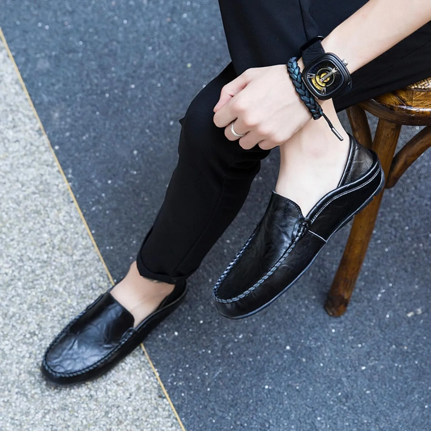 Mens Loafer Casual Shoes Slip On Driving Loafer Shoes Fashionable Leather Lightweight Casual Shoes