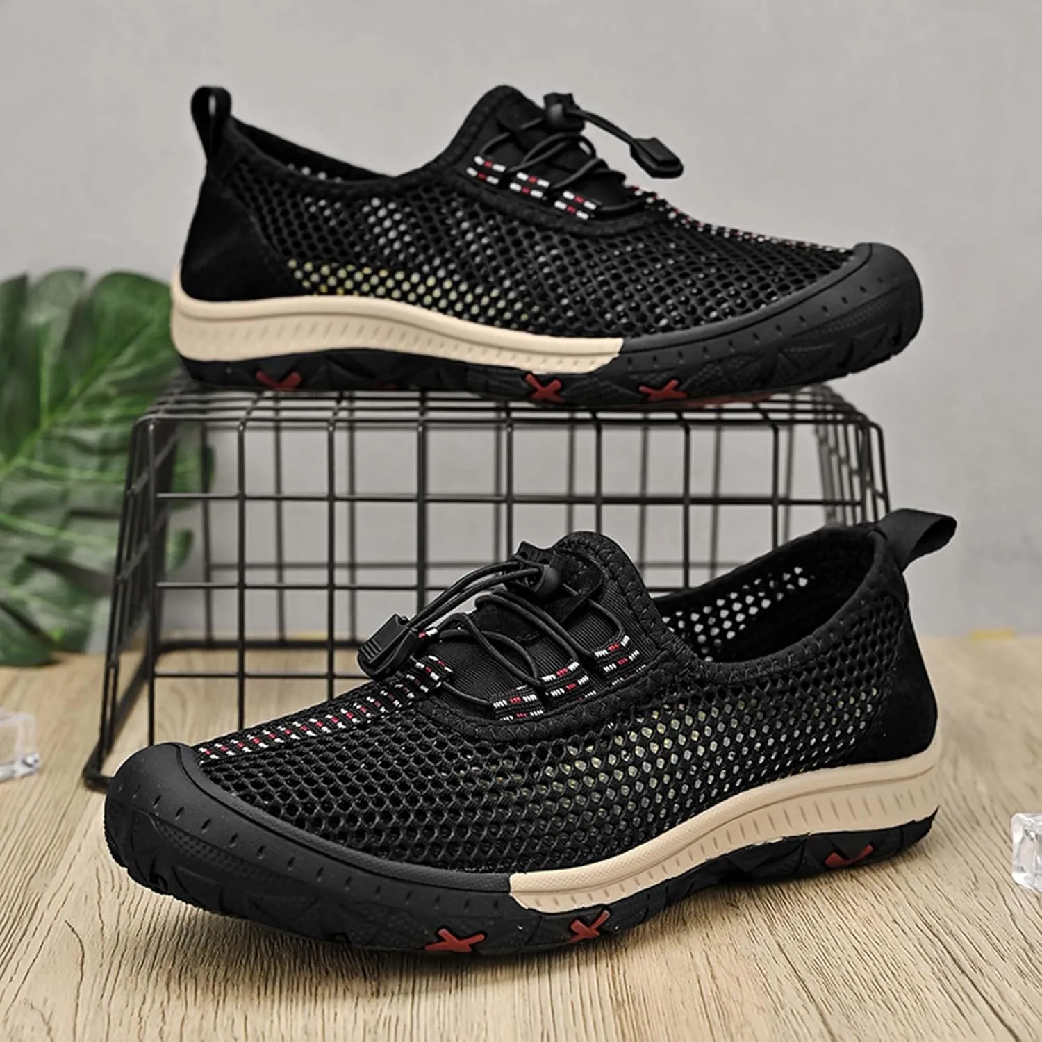Men's Mesh Breathable Casual Sandals Comfortable Casual Walking Shoes Hollow Out Breathable Mesh Casual Shoes