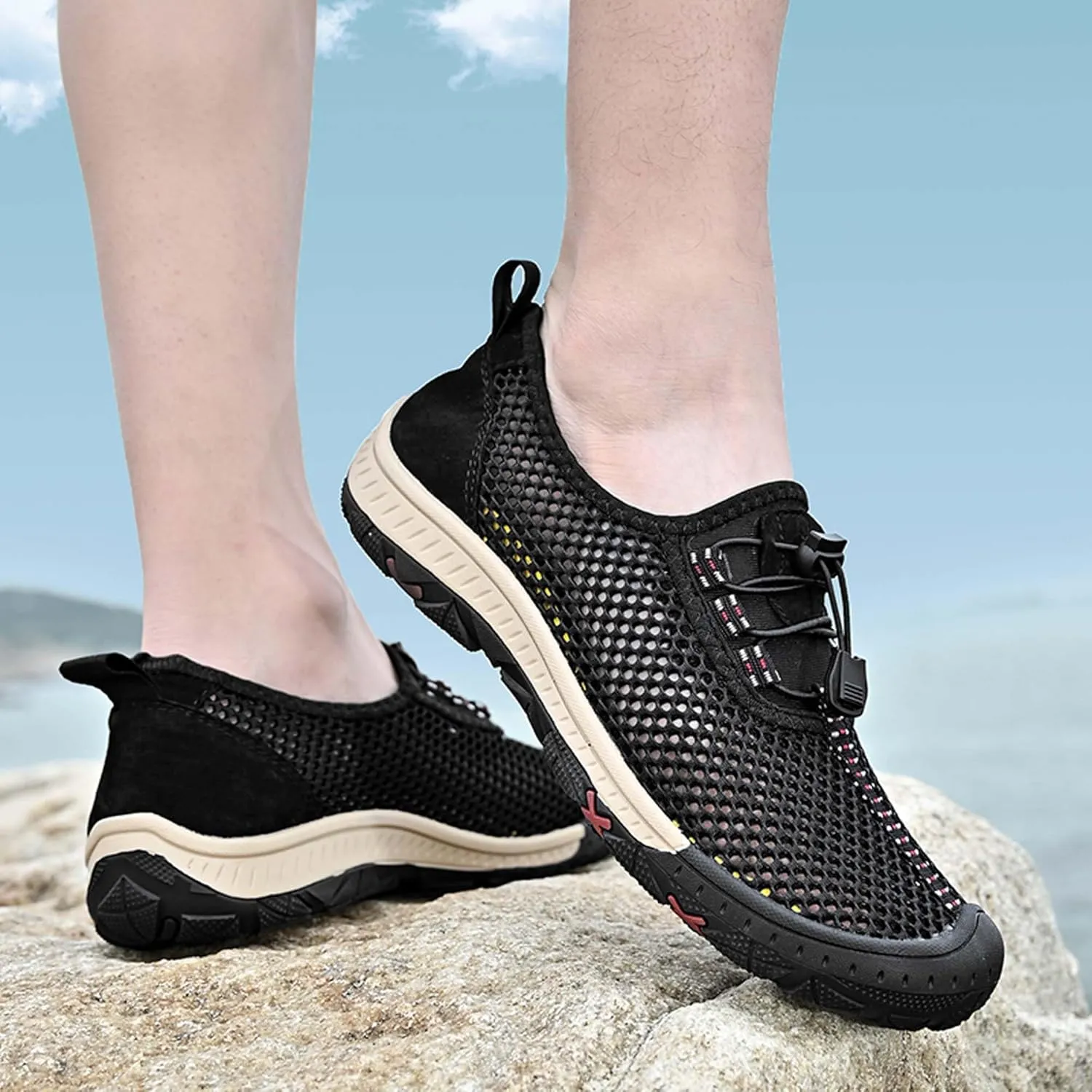 Men's Mesh Breathable Casual Sandals Comfortable Casual Walking Shoes Hollow Out Breathable Mesh Casual Shoes