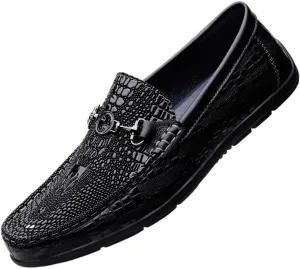 Men's Orthopedic Hands-Free Slip On Casual Shoes Classic Crocodile Printed Slip-on Penny Loafers Business Premium Shoes for Men