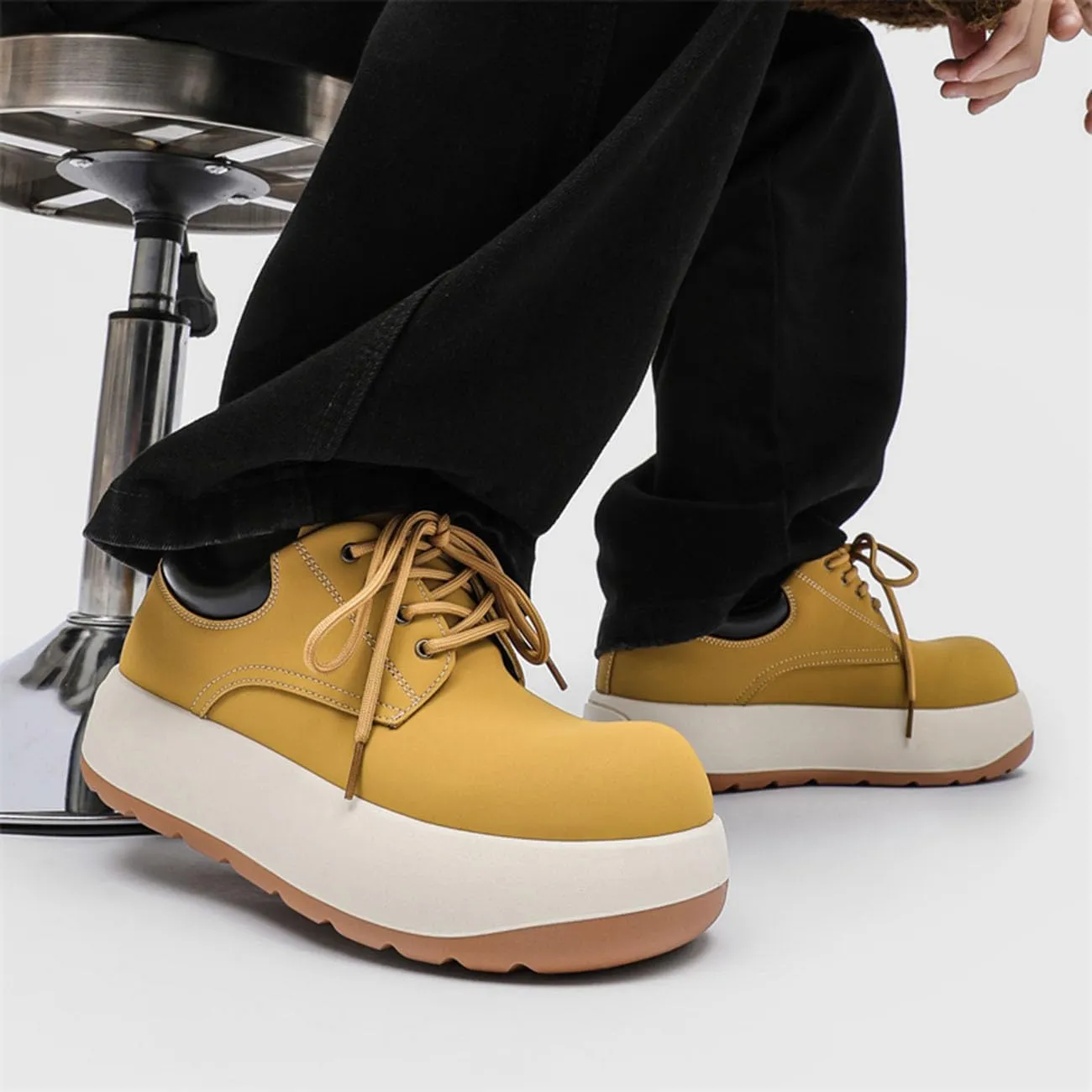 Men's Platform Sneakers Lightweight Comfort Lace Up Skate Shoes Puffy Trendy Casual Shoes