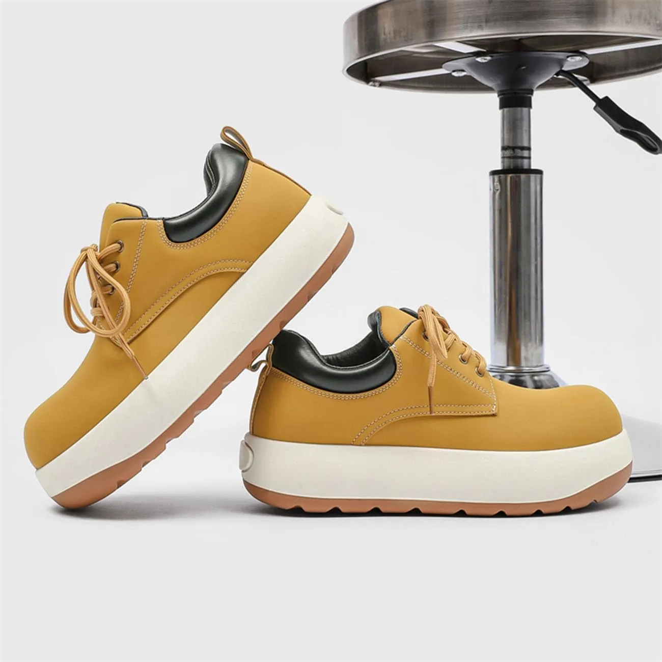 Men's Platform Sneakers Lightweight Comfort Lace Up Skate Shoes Puffy Trendy Casual Shoes