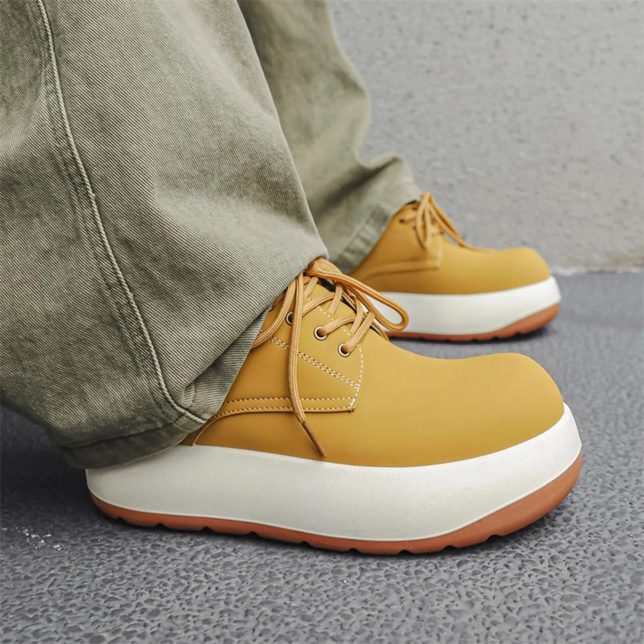 Men's Platform Sneakers Lightweight Comfort Lace Up Skate Shoes Puffy Trendy Casual Shoes