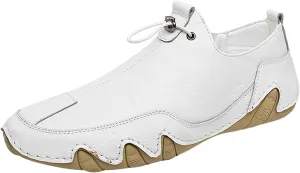 Mens Slip-on Loafers Casual Shoes Casual Penny Driving Loafers Comfortable Leather Stitched Slip On Boat Shoes for Men