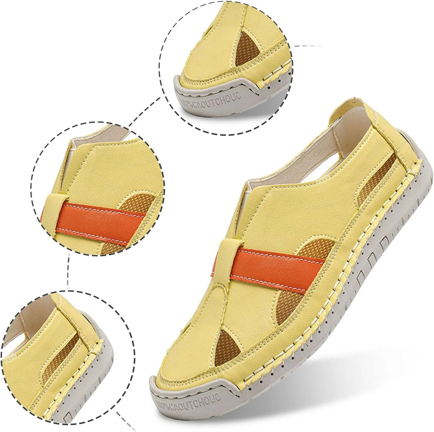 Men's Summer Casual Sandals Breathable Leather Fisherman Sandals Adjustable Hook Loop Flat Comfortable Beach