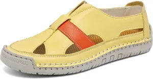 Men's Summer Casual Sandals Breathable Leather Fisherman Sandals Adjustable Hook Loop Flat Comfortable Beach