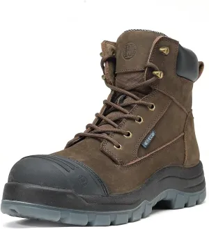 Men's Work Boots, 6" Composite & Soft Toe, Non-Slip Puncture-Proof Safety Shoes, Breathable Work Footwear for Construction, Warehouse, Outdoor
