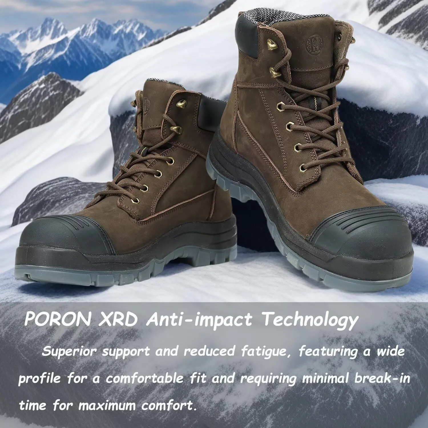 Men's Work Boots, 6" Composite & Soft Toe, Non-Slip Puncture-Proof Safety Shoes, Breathable Work Footwear for Construction, Warehouse, Outdoor