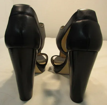 Michael Kors Black Berkley T-Strap Platform Heels