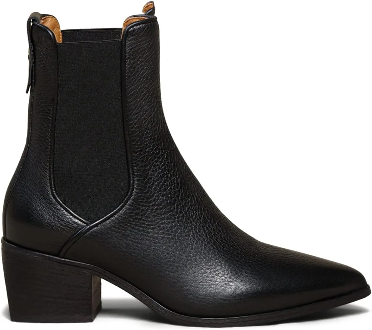 MOOMMO Women Chunky Stacked Heel Chelsea Ankle Boots Suede Leather Elastic Gore Pointed Toe Pull On Western Boots Fall Fashion Trendy 2 Block Heel Short Dress Boot Elegant Comfort Winter 4-11 M US