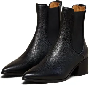MOOMMO Women Chunky Stacked Heel Chelsea Ankle Boots Suede Leather Elastic Gore Pointed Toe Pull On Western Boots Fall Fashion Trendy 2 Block Heel Short Dress Boot Elegant Comfort Winter 4-11 M US