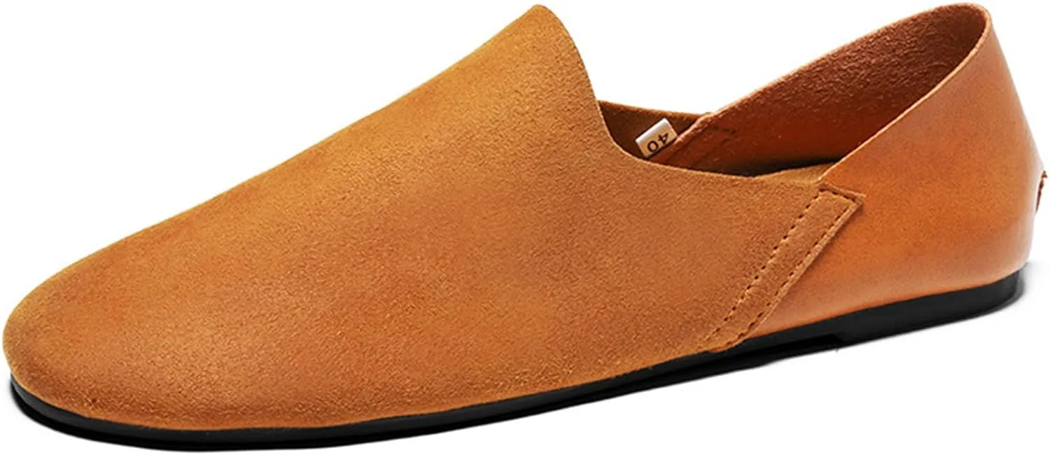 Myallfeet Men's Fashion Suede Overlay Soft Bottom Breathable Loafers Shoes Deluxe Comfortable Soft Leather Non-Slip Casual Shoes