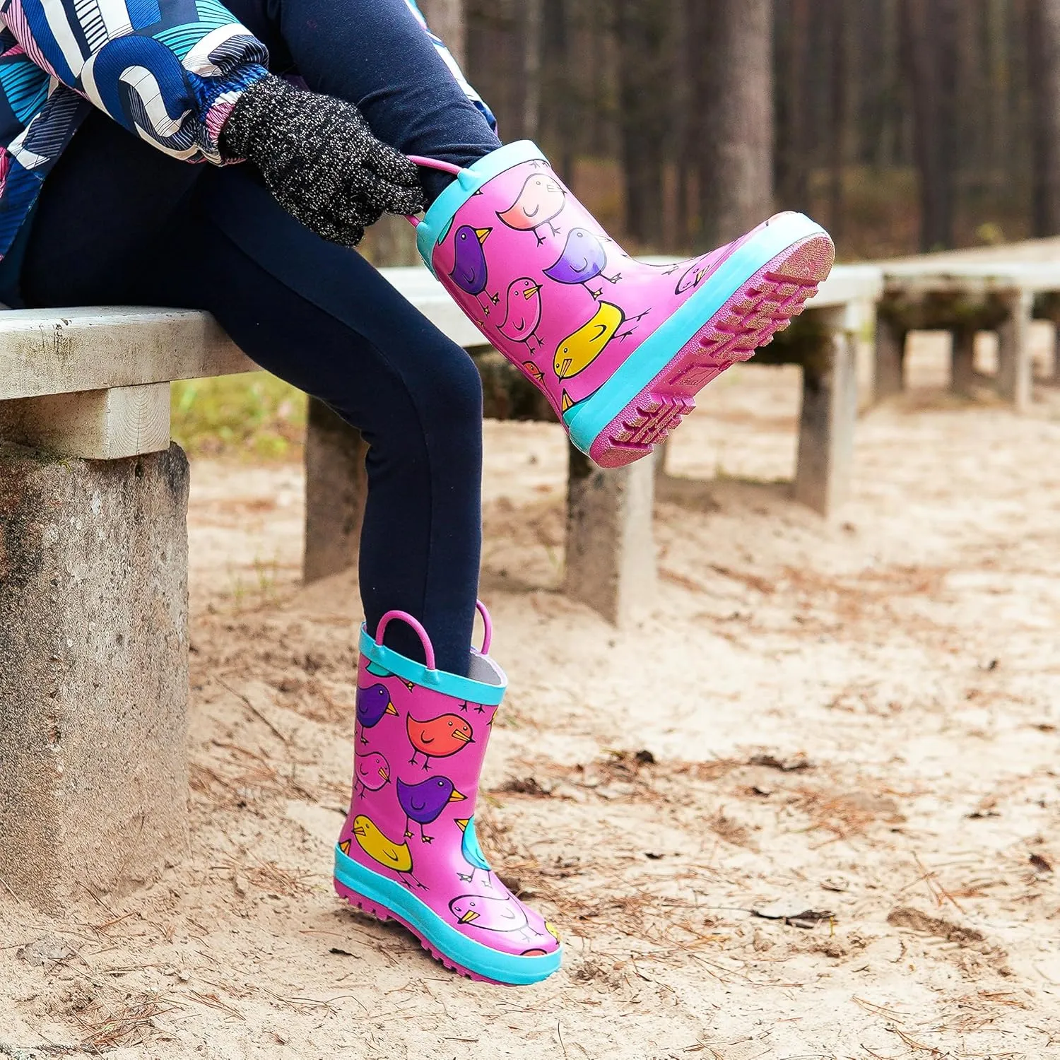 NORTY Rubber Rain Boots for Kids - Waterproof Rubber Boots Boys and Girls Solid & Printed Rainboots for Toddlers and Kids